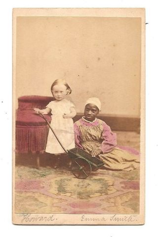 Fine Antique Cdv Of Servant,  Slave Woman With White Child