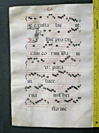 Large Medieval Music Manuscript,  Lf,  Vellum,  Handptd.  Initials,  C.  1525,  76