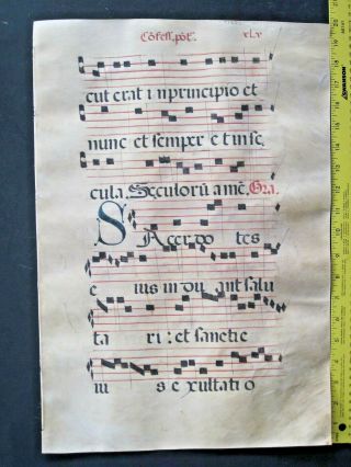 Large Medieval Music Manuscript,  Lf,  Vellum,  handptd.  Initials,  c.  1525,  76 2
