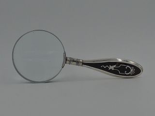 Antique Pique Sterling Silver & Tortoiseshell Handle Magnifying Glass 1924