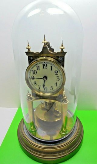 Antique Gustav Becker Torsion Pendulum Disc Anniversary Brass Mantel Clock A/f