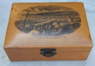Antique Mauchline Ware Trinket Box Rothesay From Chapel Hill Scene To Lid