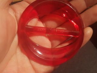 Vintage Antique Czechoslovakia Czech Red Glass Button Scarf Slide Buckle Jewelry