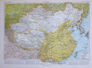 1913 Map China Tibet Formosa Corea Korea Canton Hong Kong Peking Ho - Nan