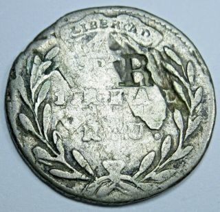 Colombia 1829 1 Reales With R Countermark Antique Colombian Counterstamp Coin