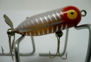 Vintage Fishing Lure Tiny Torpedo,  White Shore Red Eye Shadow