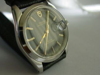 Rolex Tudor Oyster Date Rotor Self Winding Black Face Vintage Wristwatch Mens