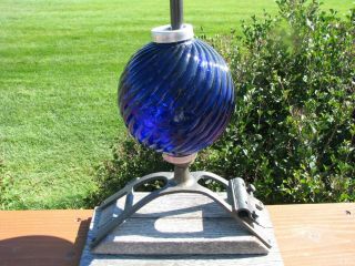 Cobalt Blue Mast Pattern Lightning Rod Ball