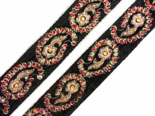 Vintage Sari Lace Border Trim Embroidered Sewing Antique Ribbon Lace 1 Yd St1091