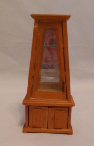 Vintage Wood Dollhouse Furniture Glass Door Curio Cabinet