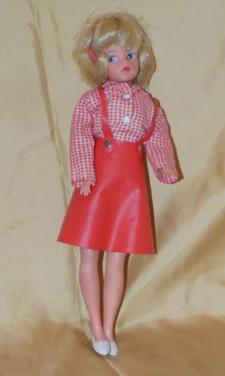 Vintage Sindy Doll,  Red/ White Checked Blouse Red Faux Leather Outfit 1960s - 70s