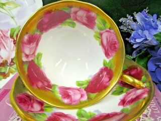 ROYAL ALBERT tea cup and saucer Old English rose pink rose pattern teacup Gold 4