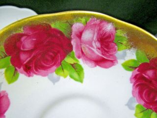ROYAL ALBERT tea cup and saucer Old English rose pink rose pattern teacup Gold 5