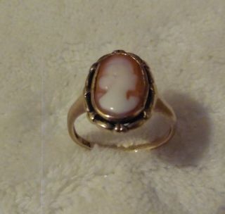 Antique Victorian 10k Gold Cameo Ladies Ring Size 5.  5