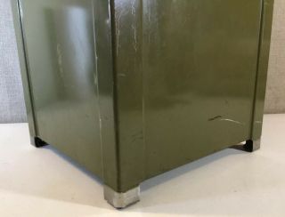 Vintage United Square Pyramid Flip Top Green Trash Can Push Doors With Insert 4
