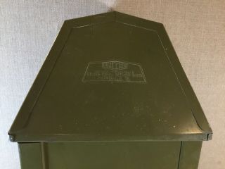 Vintage United Square Pyramid Flip Top Green Trash Can Push Doors With Insert 6