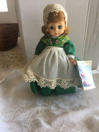 Madame Alexander Doll 8 " Ireland Girl 578 Green Dress Lace Vintage Irish
