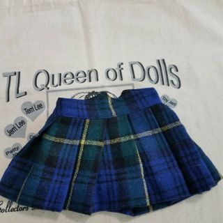 Vintage Terri Lee Doll Clothes,  2 Items Plaid Wool Skirt And Train Dress