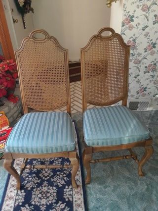 2 Vintage 1965 Cane Back Dining Room Chairs By Louisville Furniture Co.  Con