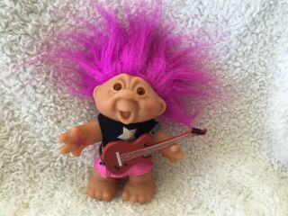 2001 Totally Troll Dam Purple Hair Punk Rocker Girl Troll Doll Dressed
