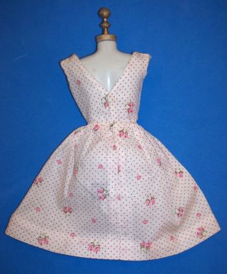 Vintage Barbie Doll Garden Party Pink Print & Eyelet Dress 931 White OT Shoes 3