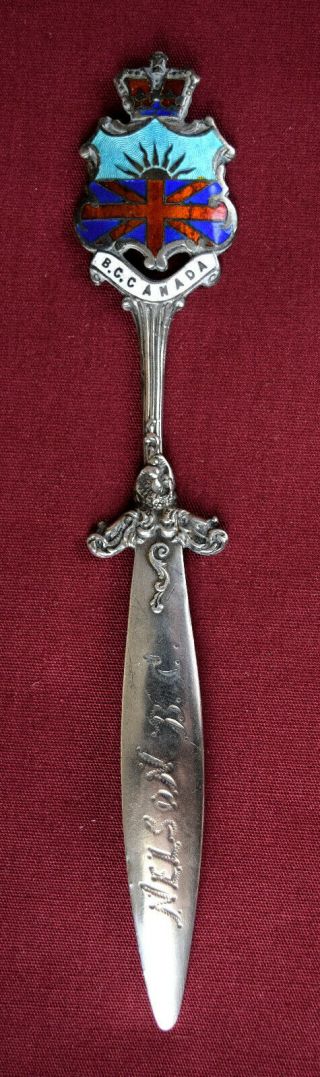 Nelson British Columbia B.  C.  Canada Sterling Silver Souvenir Sword Not Spoon.