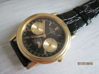 Elegant 80 ' s Vintage Style ROTARY Moonphase Gold Plated Gent ' s Quartz Watch. 6