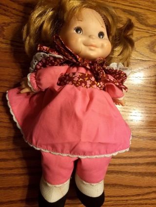 Vintage 1973 Fisher Price Lapsitter Doll Baby Girl Pink Flower Dress 168320 Vguc
