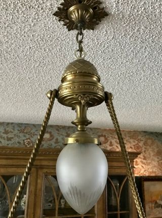1920 ' S FRENCH EMPIRE - BRASS & CRYSTAL CHANDELIER WITH SWAG MOTIF - 9 LIGHTS 11