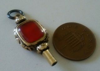 Antique Victorian Carnelian & Bloodstone Gold Metal Watch Key Fob