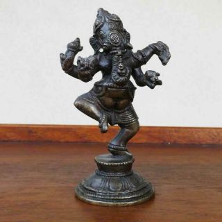 Vintage Bronze Hindu Diety Ganesha,  Dancing Figurine