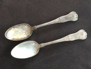 2 Antique 1835 R Wallace United States Navy Usn Silver Plated Tablespoons
