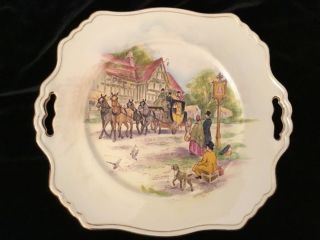 Old Royal Winton Grimwades Happy Days England Cake Plate Hand Painted Antique 4