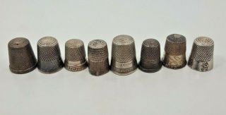 Lof Of 8 Vintage/antique Sterling Silver Thimbles