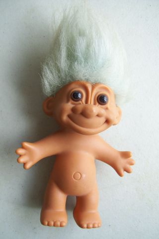 Vintage Russ Troll Doll 5 " Tall Naked Greyish Hair Toy