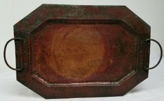 Antique Handwrought Hammered Arts And Crafts Copper Tray Western Theme