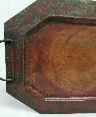 Antique Handwrought Hammered Arts and Crafts Copper Tray Western Theme 3