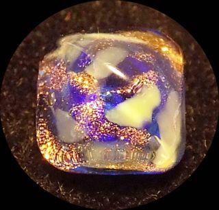 Antique Leo Popper Glass Button Pyramid Blue with Gold Glitter 2