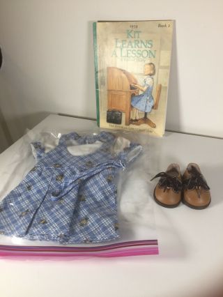 American Girl “kit Learns A Lesson” Dress,  Shoes& Book For 18” Kit Doll