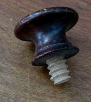 Antique Victorian Turned Wooden Drawer Pull Knob With Wooden Threaded End,  1.  5 In