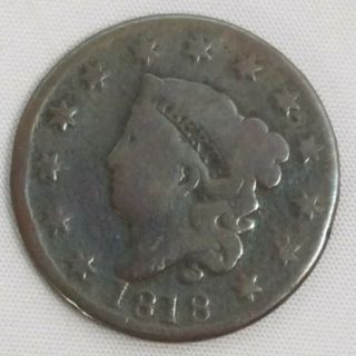 1818 Coronet Matron Head Large One Cent Penny United States Antique Coin M007