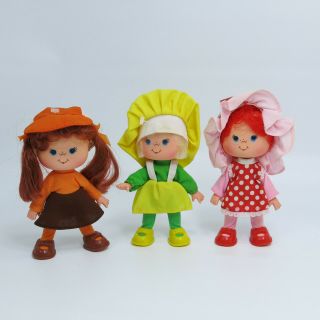3 Vintage Lanard Jelly Bean Dolls Very Cherry Lucy Lemon Cindy Cinnamon Outfits
