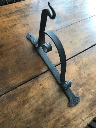 Antique 19thc Hand Wrought Iron Bracket Holder For Wood Trade Sign