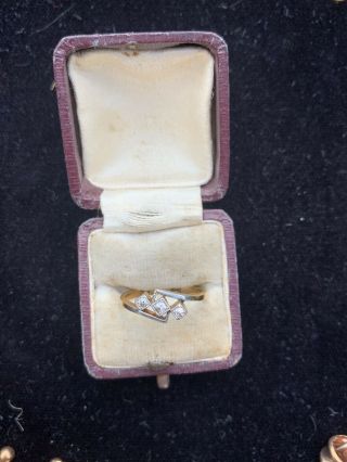 Antique Art Deco 18ct Gold And Platinum 3 Stone Diamond Ring 2