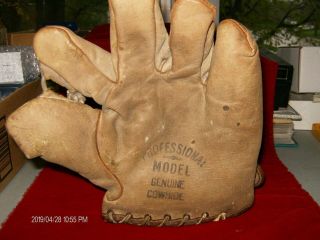 Vintage,  Antique Professional Model Baseball Glove Mitt With Lace Webbing