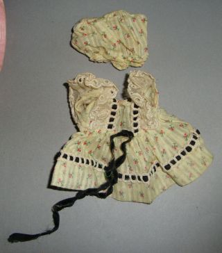 Vintage Ginny Doll Wanda 40 Yellow Print Dress Panties And Straw Hat