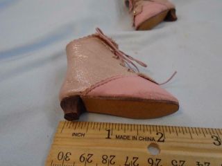 Vintage Doll Boots Fashion Dolls Small Size Handmade Pink Leather with Heels 3
