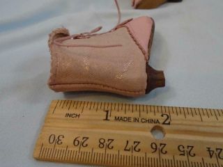 Vintage Doll Boots Fashion Dolls Small Size Handmade Pink Leather with Heels 4