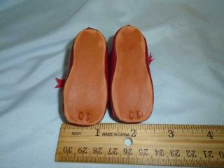 Vintage Doll Shoes Red Leather for German Bisque Dolls 4