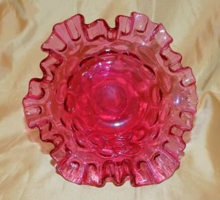 Antique English Cranberry / Ruby Glass Dining Table Pedestal Candy Compote Bowl 3